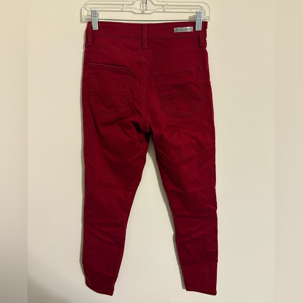 Denizen Levi’s Red High-Rise Ankle Skinny Jeggings Zipper Details Size 2 - Picture 2 of 13
